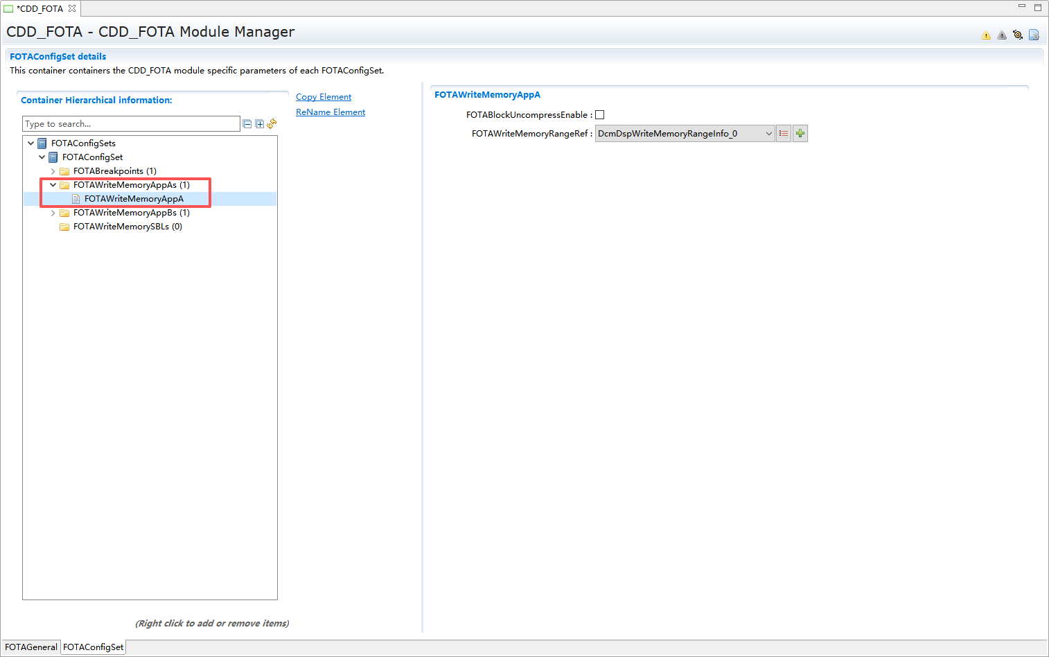FOTAWriteMemoryAppA容器配置图 (FOTAWriteMemoryAppA Container Configuration Diagram)