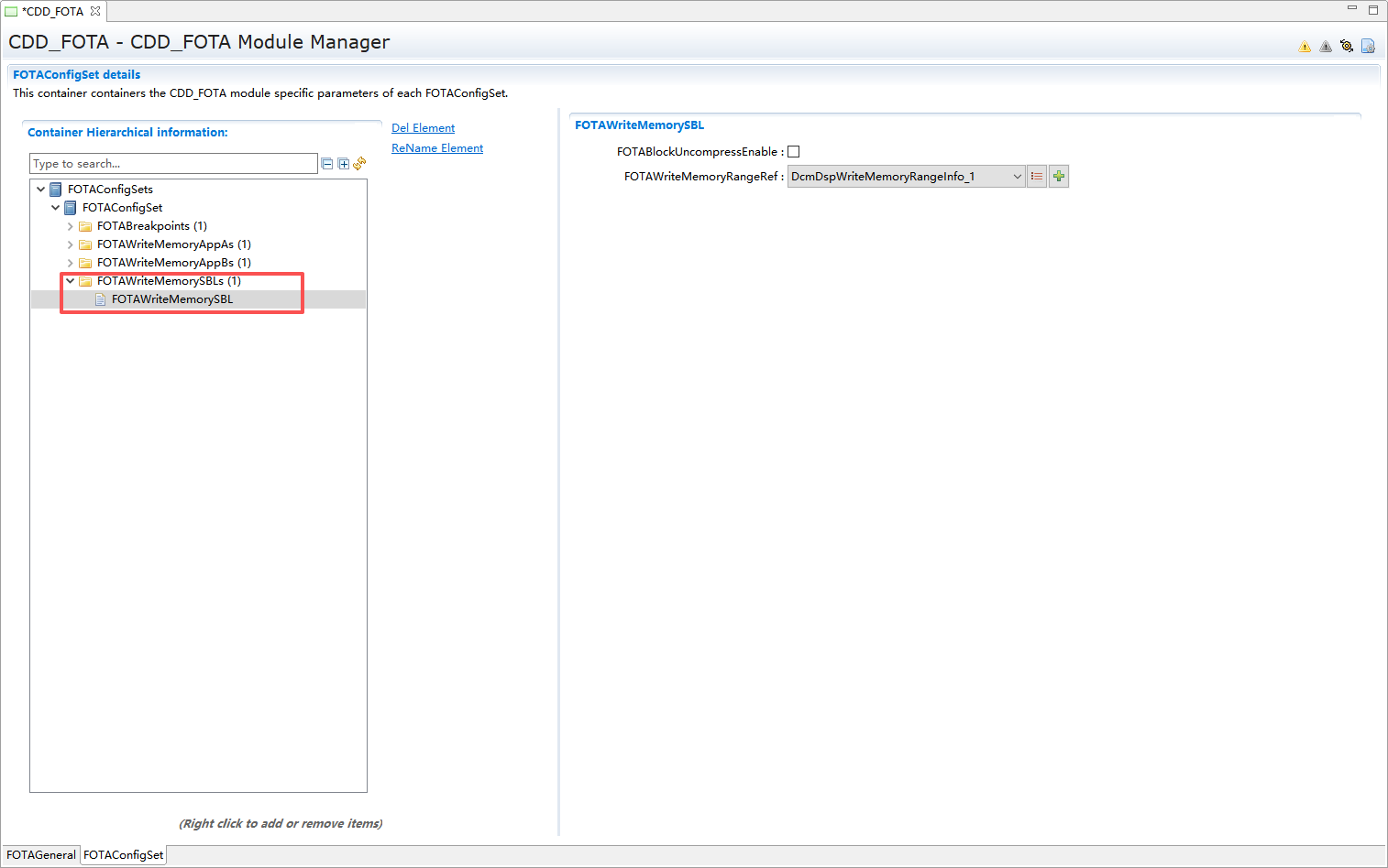 FOTAWriteMemorySBL容器配置图 (FOTAWriteMemorySBL Container Configuration Diagram)