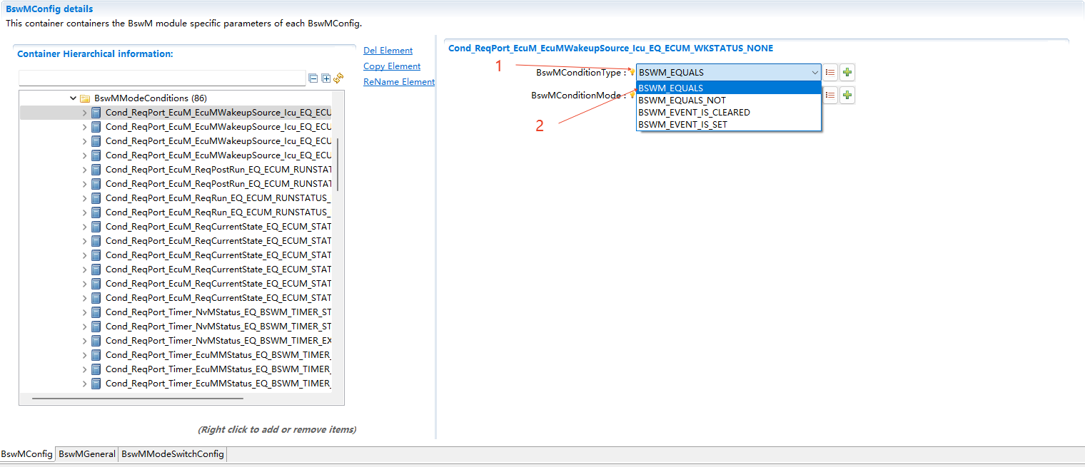 condition configuration