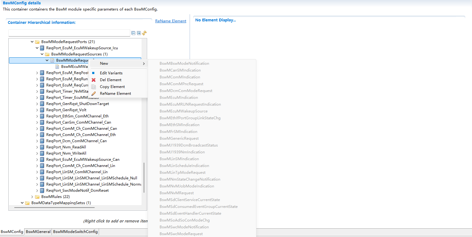 Mode request source configuration