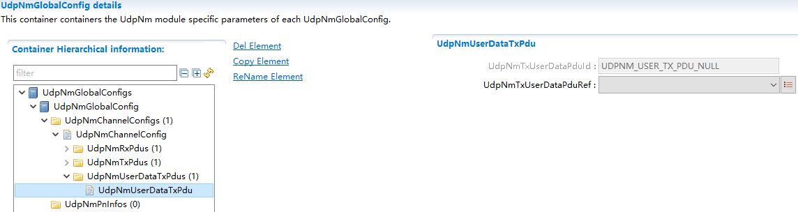 UdpNmUserDataTxPdu容器配置图 (Container Configuration Diagram for UdpNmUserDataTxPdu)