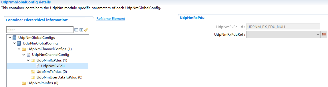 UdpNmRxPdu容器配置图 (UdpNmRxPdu Container Configuration Diagram)